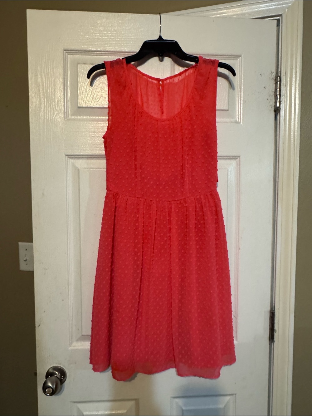 J. Crew Women’s Coral Sleeveless Dotted Chiffon Dress
